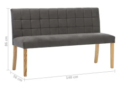 Banco 140 cm veludo cinzento