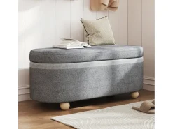Banco baú com capa de lã macia - 110 x 41 x 47 cm - para sala de estar/quarto - Lã - cinza