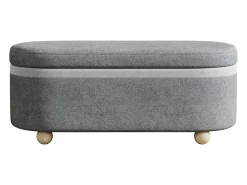 Banco baú com capa de lã macia - 110 x 41 x 47 cm - para sala de estar/quarto - Lã - cinza