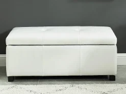 Banco baú de pele sintética branco FILIPPO -Barato