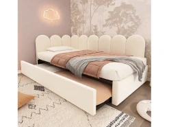Banco cama 90x200 cm - com cama ninho 90x190 cm - tecido de veludo - Bege