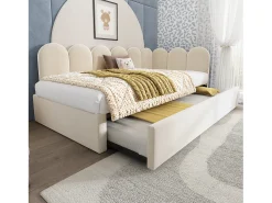 Banco cama 90x200 cm - com cama ninho 90x190 cm - tecido de veludo - Bege