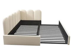 Banco cama 90x200 cm - com cama ninho 90x190 cm - tecido de veludo - Bege