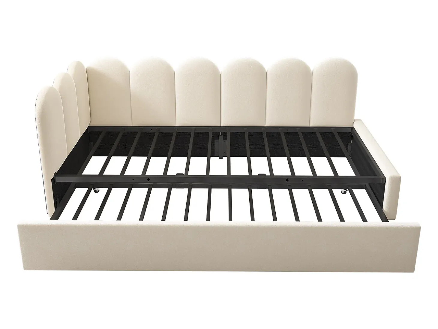 Banco cama 90x200 cm - com cama ninho 90x190 cm - tecido de veludo - Bege