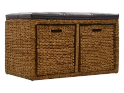 Banco com 2 cestos erva marinha 71x40x42 cm castanho