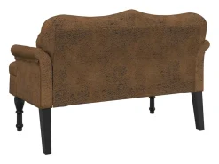 Banco com almofadas castanho 120,5x65x75 cm camurça sintética
