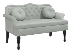 Banco com almofadas cinza claro 120,5x65x75 cm veludo