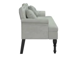 Banco com almofadas cinza claro 120,5x65x75 cm veludo