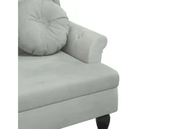Banco com almofadas cinza claro 120,5x65x75 cm veludo