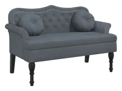 Banco com almofadas cinza escuro 120,5x65x75 cm veludo