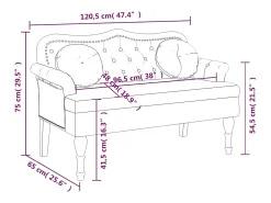 Banco com almofadas cinza escuro 120,5x65x75 cm veludo