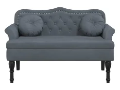 Banco com almofadas cinza escuro 120,5x65x75 cm veludo