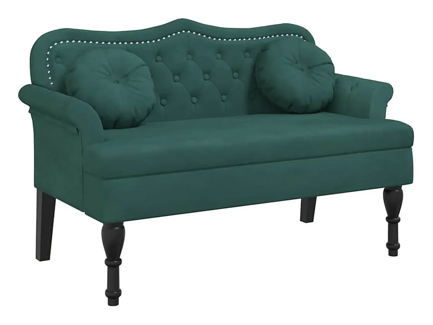 Banco com almofadas verde escuro 120,5x65x75 cm veludo