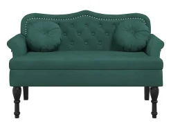 Banco com almofadas verde escuro 120,5x65x75 cm veludo