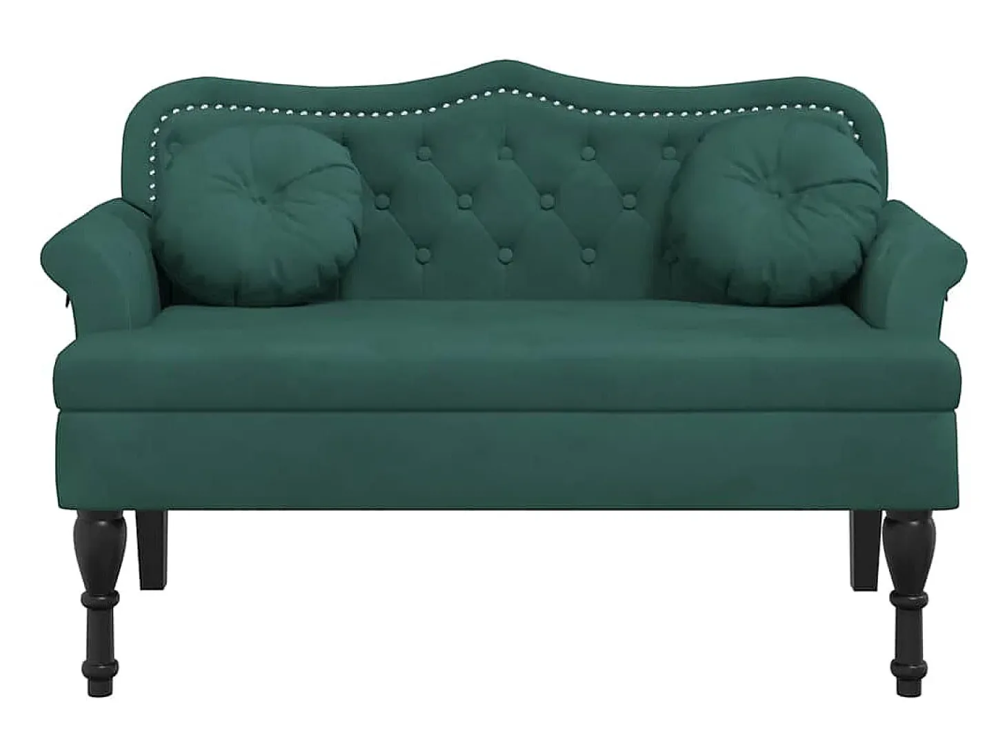 Banco com almofadas verde escuro 120,5x65x75 cm veludo