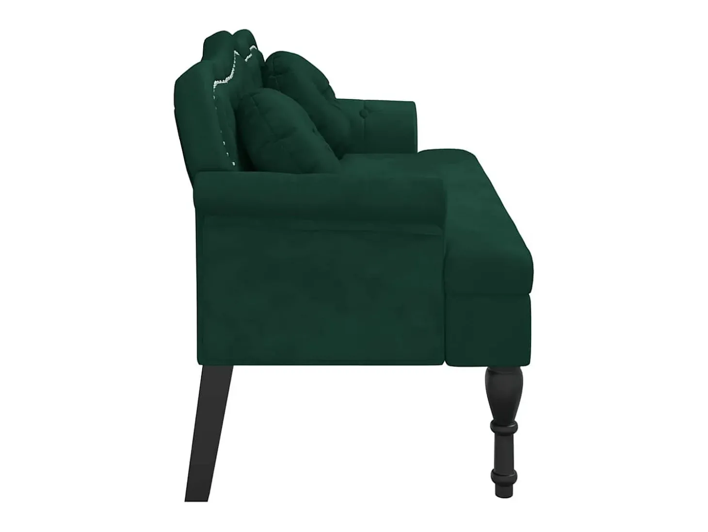 Banco com almofadas verde escuro 120,5x65x75 cm veludo