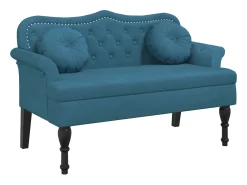 Banco com almofadões 120,5x65x75 cm veludo azul