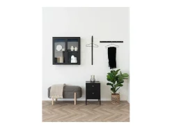 Banco com Arrumação Branca, Castanho, 40x97x48 cm, Kendra Home
