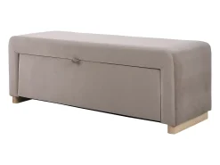 Banco com arrumação revestimento veludo cor taupe CAPINO