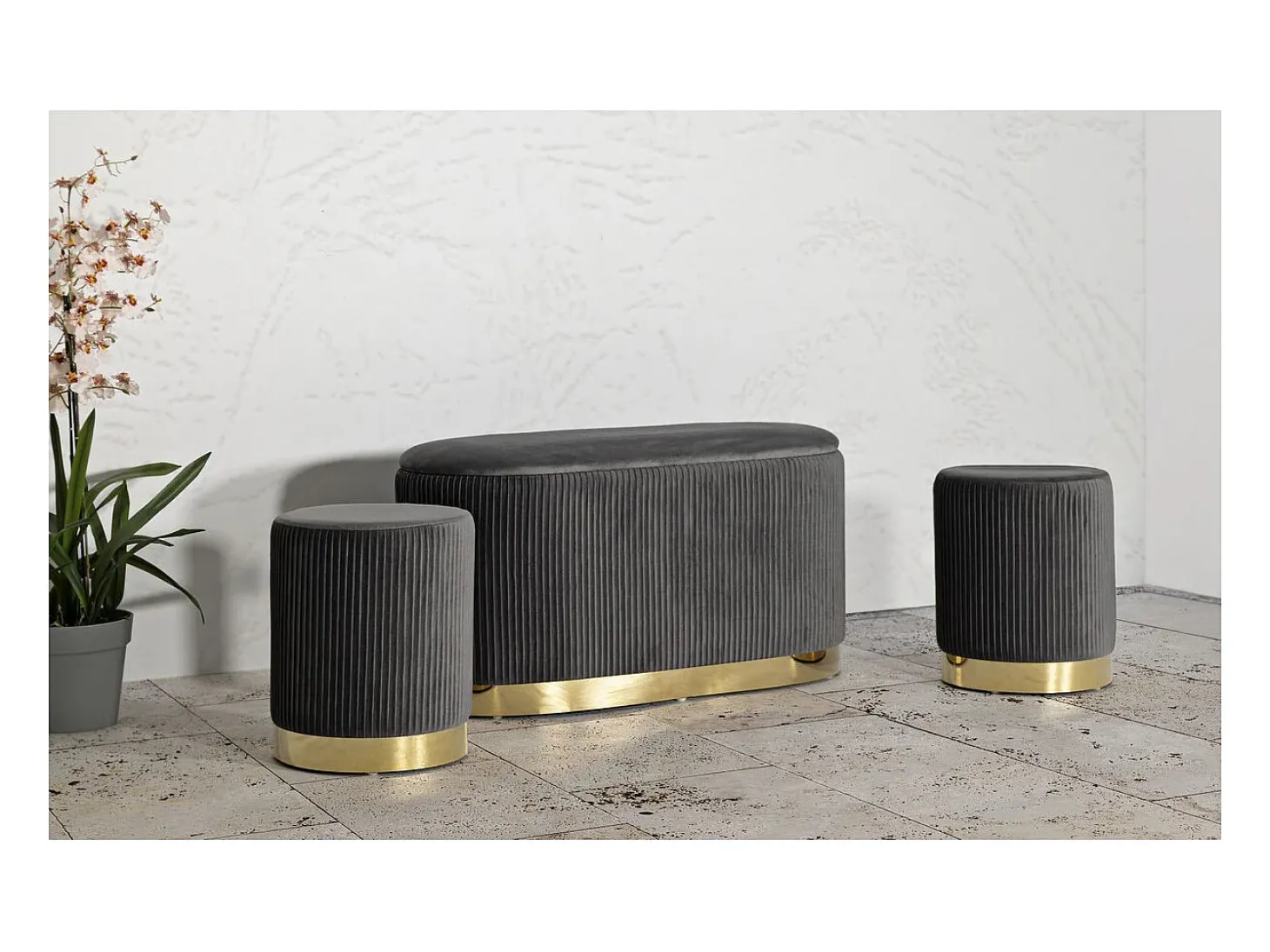 Banco com Arrumação VKH875, Cinzento, 80x37x42 cm, Kendra Home