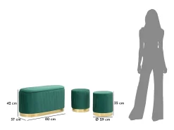 Banco com Arrumação VKH876, Verde, 80x37x42 cm, Kendra Home