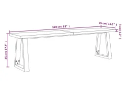 Banco com bordas vivas 160 cm madeira de acácia maciça