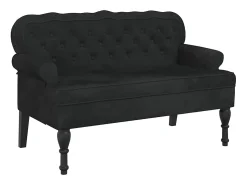 Banco com encosto preto 119,5x64,5x75 cm veludo