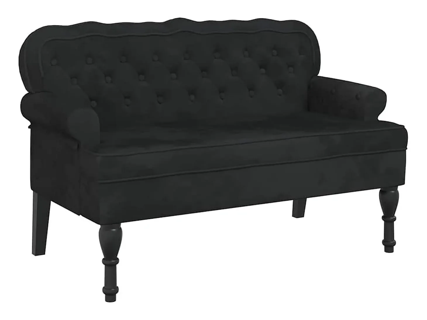 Banco com encosto preto 119,5x64,5x75 cm veludo