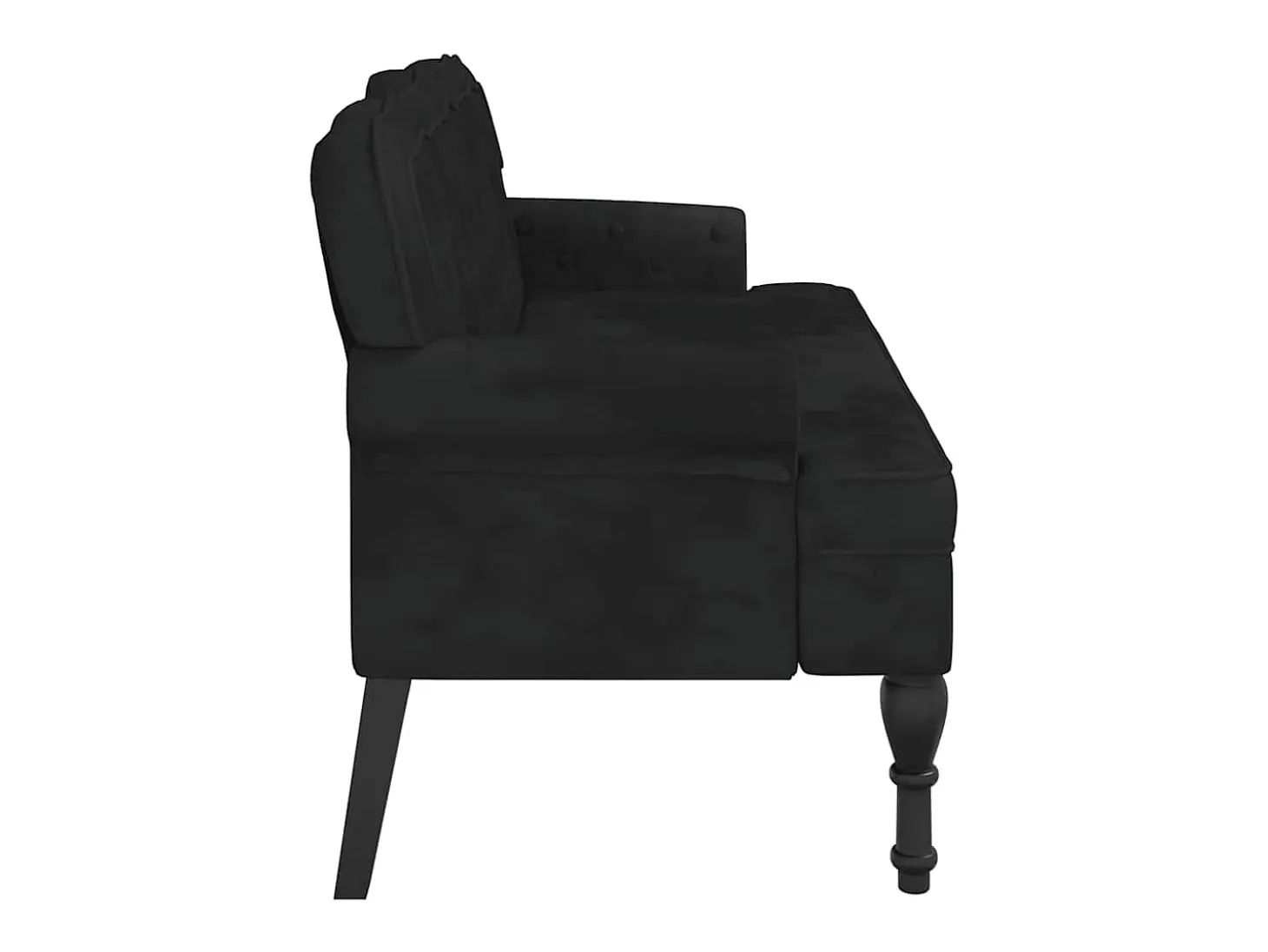 Banco com encosto preto 119,5x64,5x75 cm veludo
