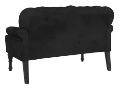 Banco com encosto preto 119,5x64,5x75 cm veludo