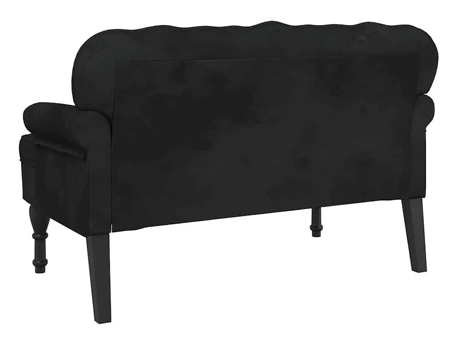 Banco com encosto preto 119,5x64,5x75 cm veludo