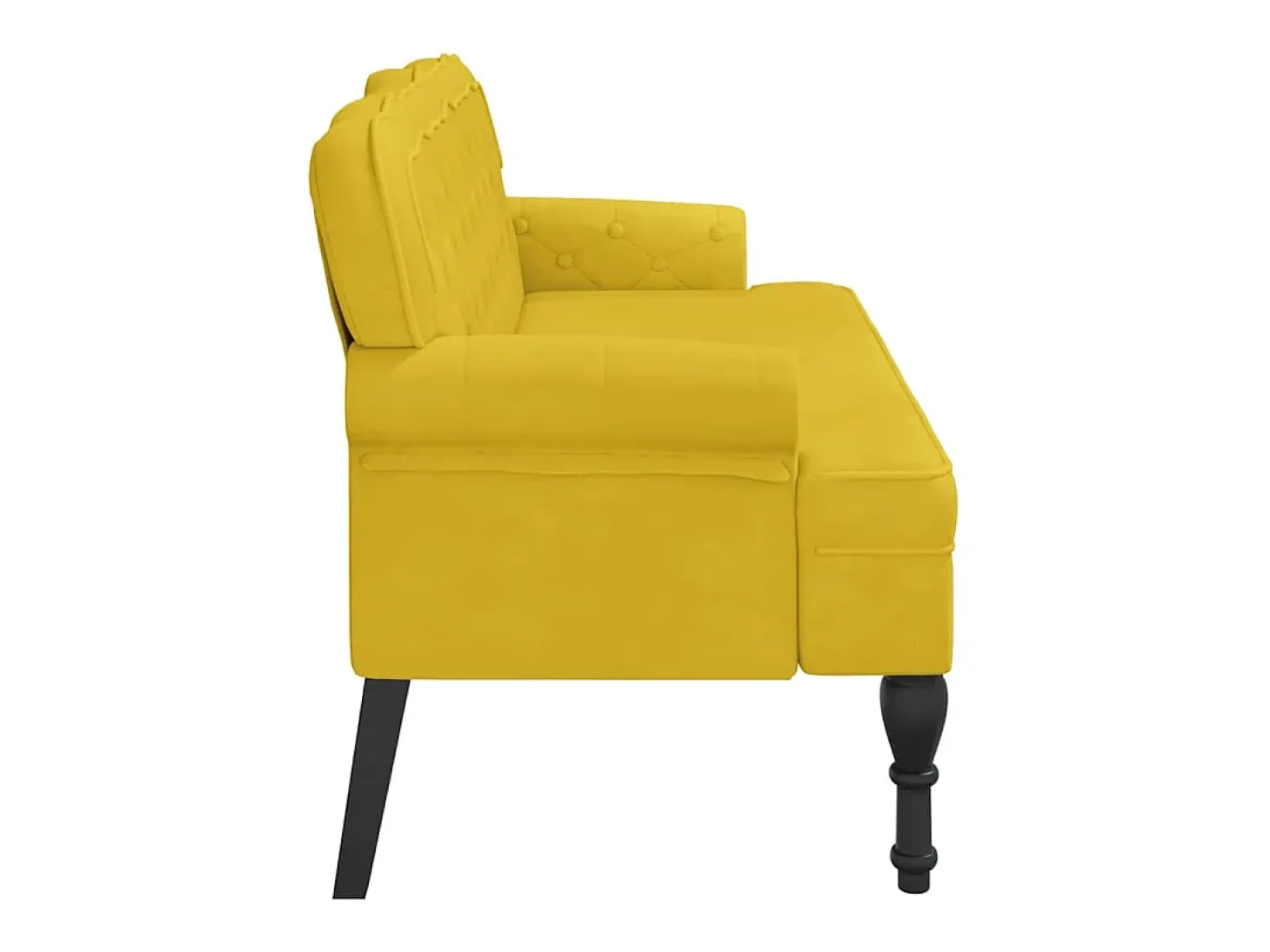 Banco com encosto 119,5x64,5x75 cm veludo amarelo