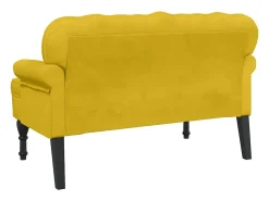 Banco com encosto 119,5x64,5x75 cm veludo amarelo
