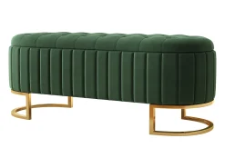 Banco com espaço de armazenamento e apoio para os pés - 120 x 39,9 x 43 cm - com espaço de armazenamento - veludo - verde