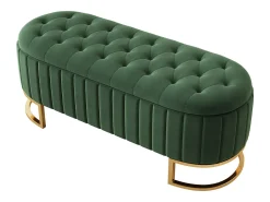 Banco com espaço de armazenamento e apoio para os pés - 120 x 39,9 x 43 cm - com espaço de armazenamento - veludo - verde