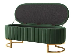 Banco com espaço de armazenamento e apoio para os pés - 120 x 39,9 x 43 cm - com espaço de armazenamento - veludo - verde