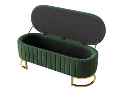 Banco com espaço de armazenamento e apoio para os pés - 120 x 39,9 x 43 cm - com espaço de armazenamento - veludo - verde