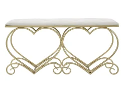 Banco Coração 3, Ouro, 105x37,5x51,5 cm, Kendra Home