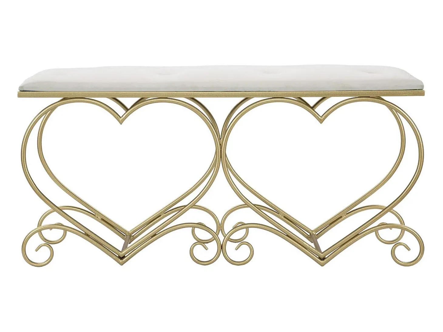 Banco Coração 3, Ouro, 105x37,5x51,5 cm, Kendra Home