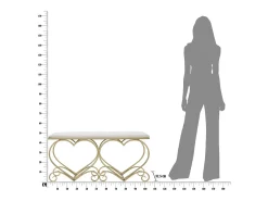 Banco Coração 3, Ouro, 105x37,5x51,5 cm, Kendra Home
