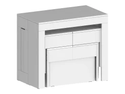 Banco Dcolasuon, Conjunto de 2 lugares para mesa de jantar, Bancos extensíveis, 290x25h45 cm, Branco brilhante