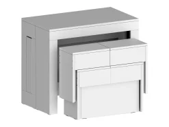 Banco Dcolasuon, Conjunto de 2 lugares para mesa de jantar, Bancos extensíveis, 290x25h45 cm, Branco brilhante