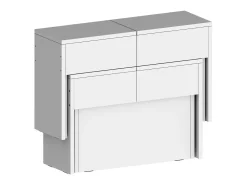 Banco Dcolasuon, Conjunto de 2 lugares para mesa de jantar, Bancos extensíveis, 290x25h45 cm, Branco brilhante