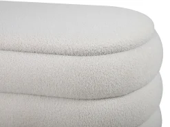 Banco de armazenamento em tecido bouclé branco - ECAMBI