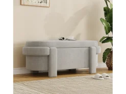 Banco de armazenamento 121.5x49x44.5cm - cobertura de tecido de lã - design único - Cinza