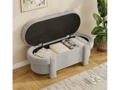 Banco de armazenamento 121.5x49x44.5cm - cobertura de tecido de lã - design único - Cinza
