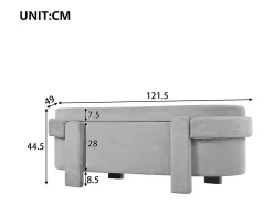 Banco de armazenamento 121.5x49x44.5cm - cobertura de tecido de lã - design único - Cinza
