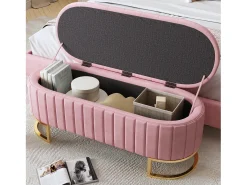 Banco de arrumação estofado em veludo - estilo moderno - rosa