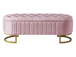 Banco de arrumação estofado em veludo - estilo moderno - rosa