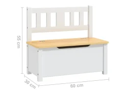 Banco de arrumação infantil 60x30x55 cm MDF branco e bege